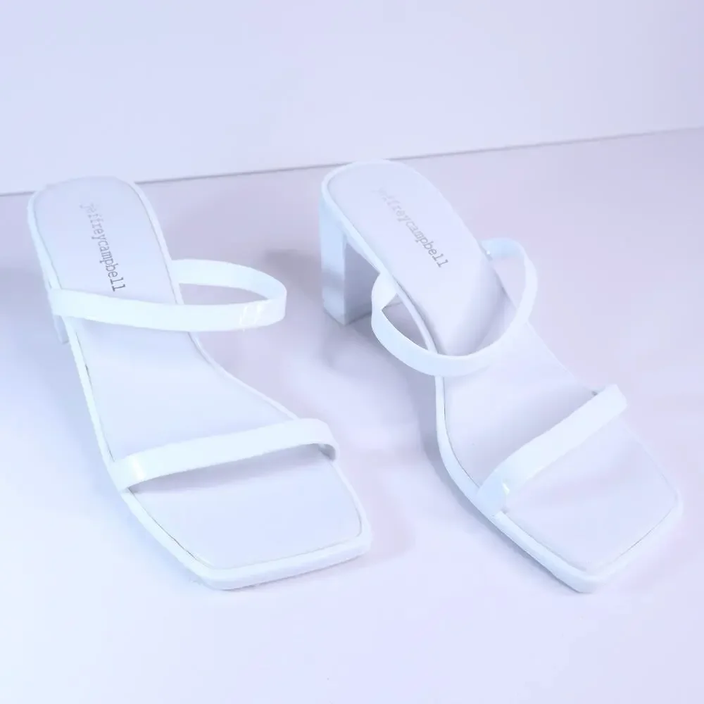 JEFFREY CAMPBELL Jamm-3 Jelly Slide Sandal White Shiny Square Toe Women's 7
